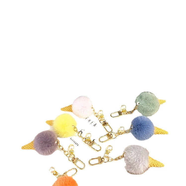 Wholesale Pearl Ice Cream Keychain Plush Car Keychain